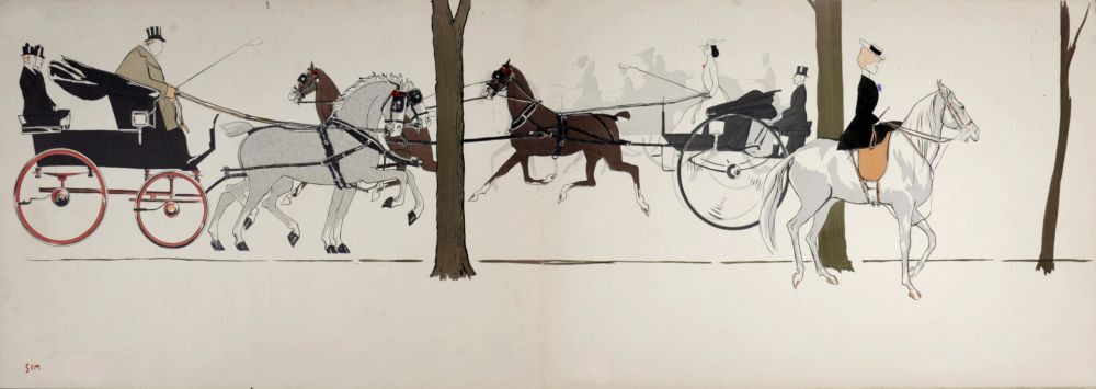 Litografia Goursat - Les Acacias : M. Orloff, Mlle della Rito, Blanche de Montigny, c. 1900-1925