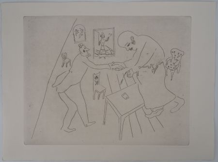Incisione Chagall - Les adieux de Tchitchikov à Manilov