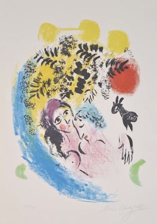 Litografia Chagall - Les Amoureux A Soleil Rouge - M285
