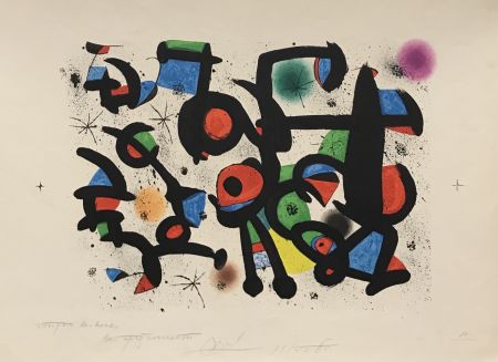 Litografia Miró - Les Amoureux du Parque Guell