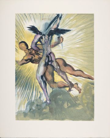 Incisione Su Legno Dali - Les anges gardiens de la vallée, 1963