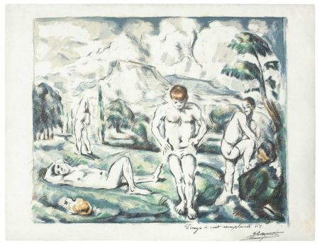 Litografia Cezanne - Les baigneurs