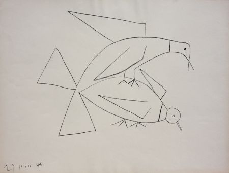 Litografia Picasso - Les Deux Tourterelles II (B. 406)  Two Turtle-doves