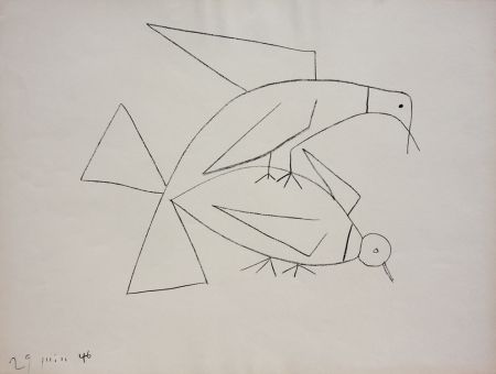 Litografia Picasso - Les Deux Tourterelles II (B. 406) Two Turtle-doves