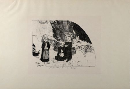 Litografia Gauguin - Les drames de la mer Bretagne, 1889 - Very scarce!
