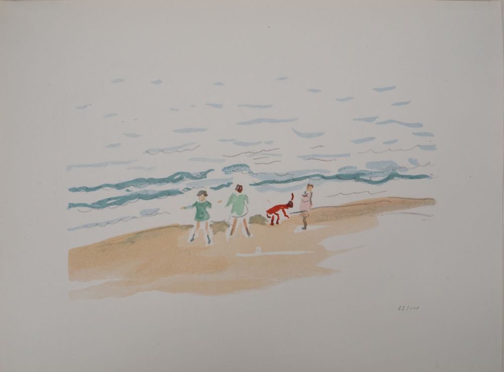 Litografia Marquet - Les enfants sur la plage 