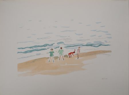 Litografia Marquet - Les enfants sur la plage 