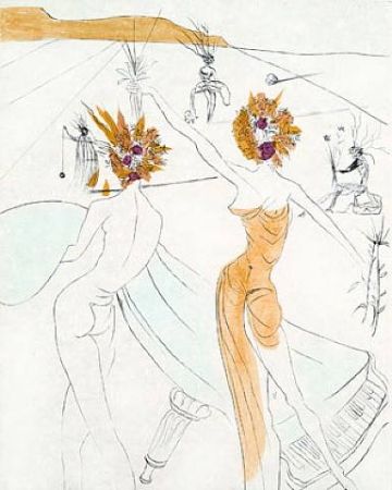 Incisione Dali - Les femmes-fleurs au piano (Flower-women at the piano)