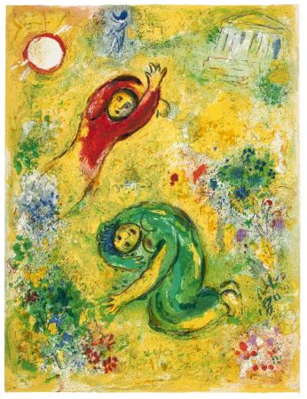 Litografia Chagall - LES FLEURS SACCAGÉES (de la Suite Daphnis & Chloé - 1961) 