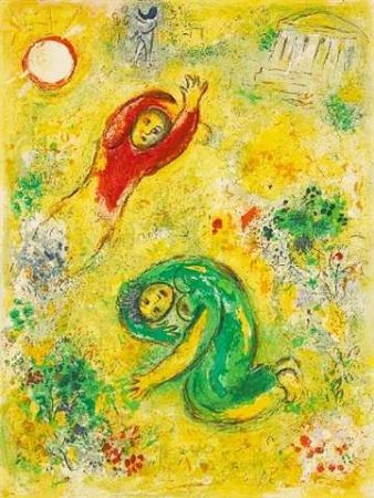 Litografia Chagall - Les fleurs saccagées