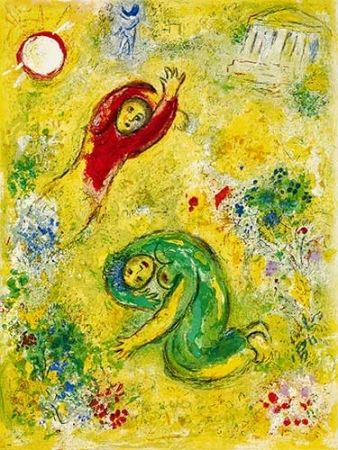 Litografia Chagall - Les fleurs saccagées