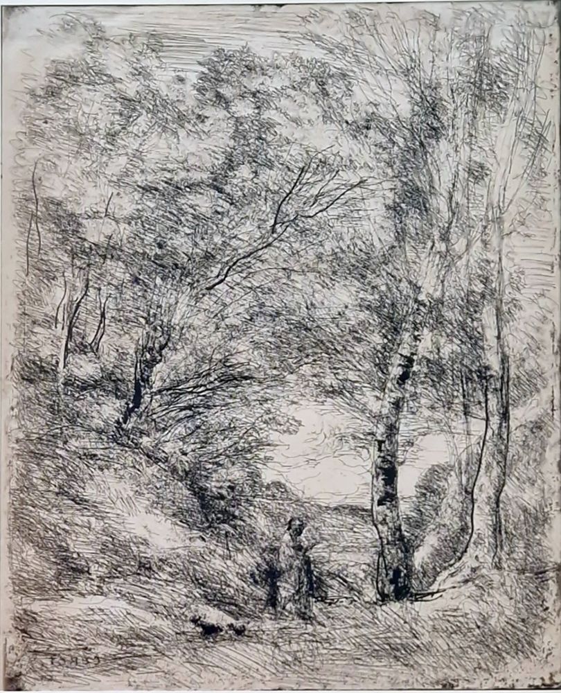 Incisione Corot - Les jardins d'Horace