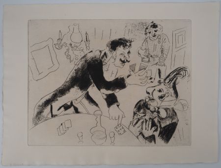Incisione Chagall - Les joueurs de cartes (Les cartes à jouer)