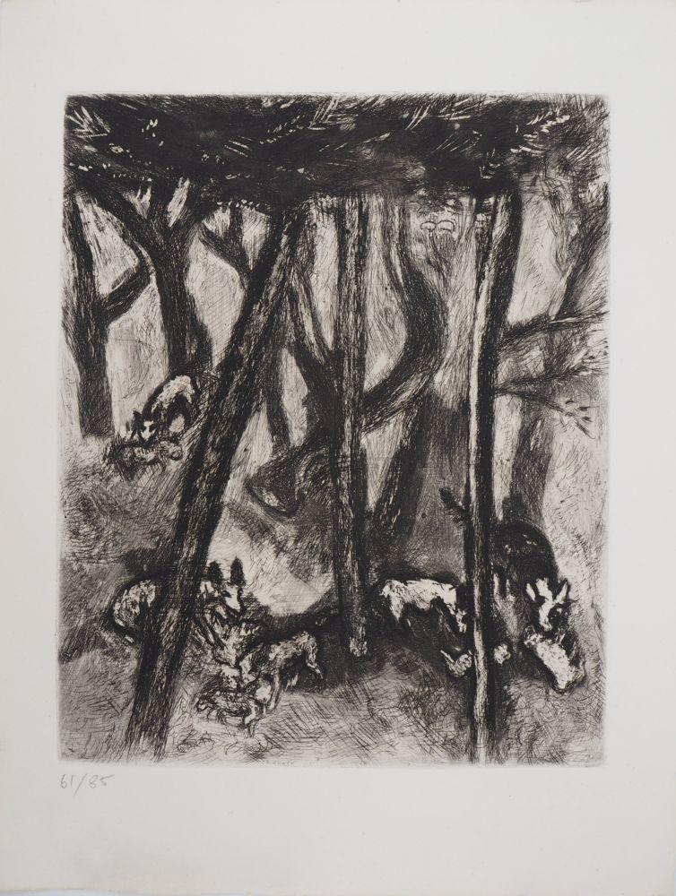Incisione Chagall - Les loups et les brebis