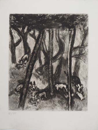 Incisione Chagall - Les loups et les brebis