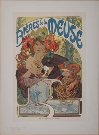 Litografia Mucha - Les Maîtres de l'Affiche : Bières de la Meuse, 1899