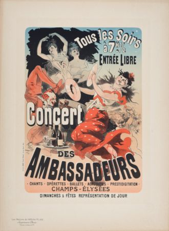 Litografia Cheret - Les Maîtres de l'Affiche : Concert des Ambassadeurs, 1891