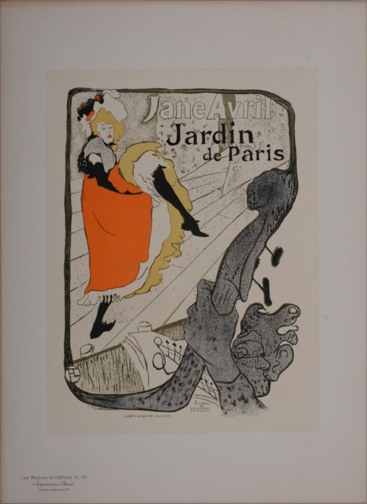 Litografia Toulouse-Lautrec - Les Maîtres de l'Affiche : Jane Avril, 1898 - PL. #110.