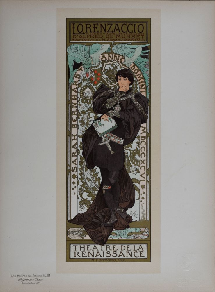Litografia Mucha - Les Maîtres de l’Affiche : Lorenzaccio, 1898