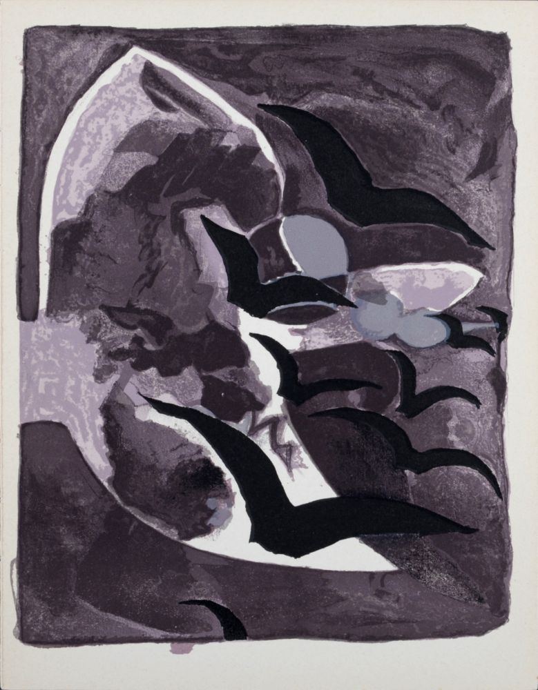 Litografia Braque - Les Oiseaux de nuit, 1964.