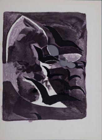 Litografia Braque - Les oiseaux de nuit, 1964