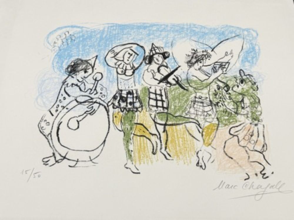 Litografia Chagall - Les Petits Arlequins (The Little Harlequins)