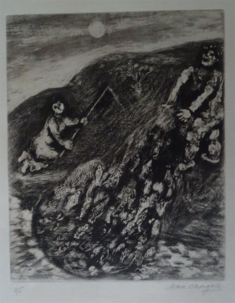 Acquaforte Chagall - Les possions et le Berger qui joue de la Flute