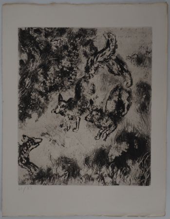 Incisione Chagall - Les renards (Le renard ayant la queue coupée)