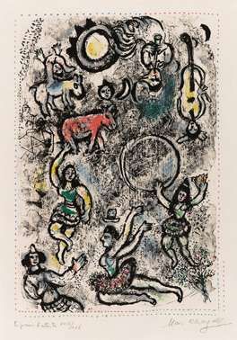 Litografia Chagall - Les saltimbanques