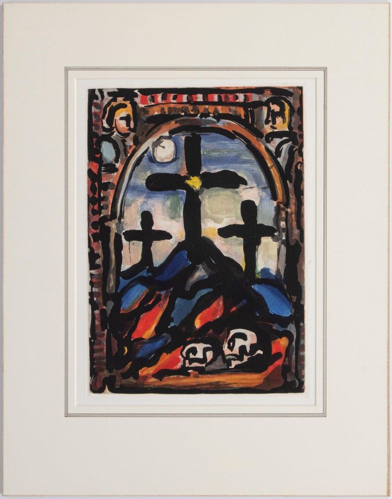 Acquatinta Rouault - Les tres croix