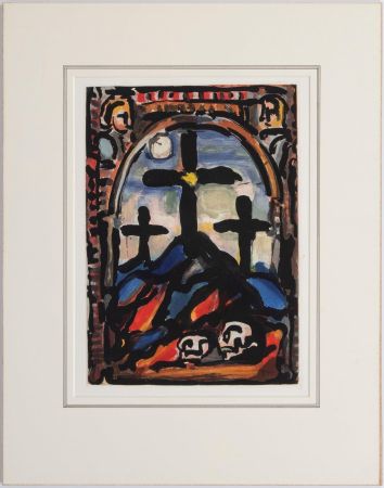 Acquatinta Rouault - Les tres croix