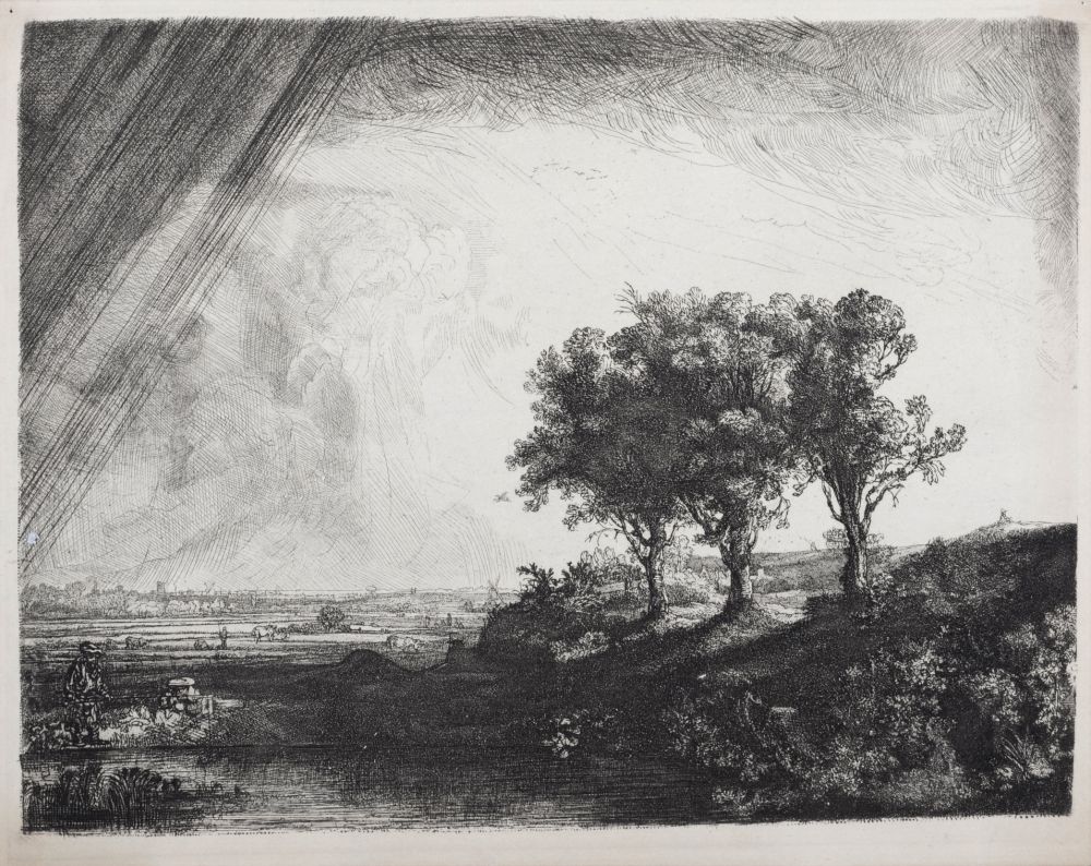 Rotocalcografia Rembrandt - Les trois arbres, circa 1870