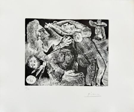 Acquaforte E Acquatinta Picasso - Les Trois mousquetaires, Series 347, Plate 91