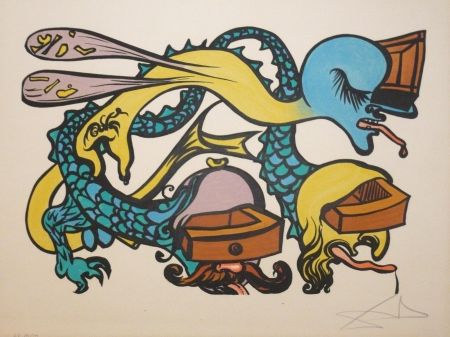 Litografia Dali - Les vitraux - Dragon a tiroirs
