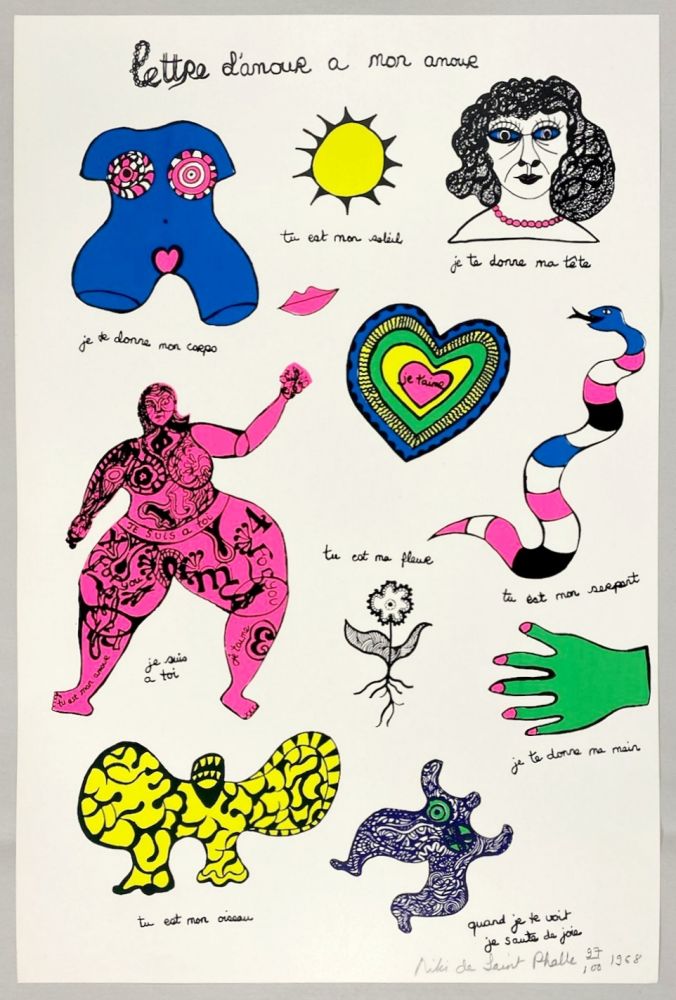 Serigrafia De Saint Phalle - Lettre d'amour à mon amour