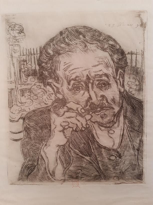 Acquaforte Van Gogh - L'homme a la pipe (Portrait du Docteur Gachet)