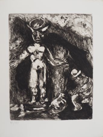 Incisione Chagall - L'homme et la statue (L'homme et l'idole de bois)