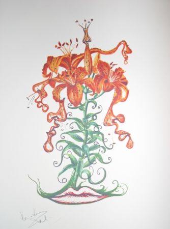 Litografia Dali - Lilium aurancacium (surrealistic flowers)