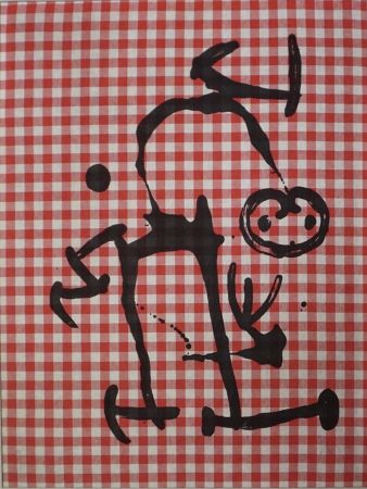 Litografia Miró - L'Illettré aux Carreaux Rouges
