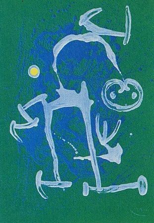 Litografia Miró - L'Illettré bleu & blanc