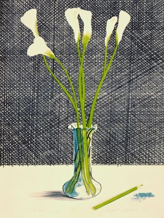 Litografia Hockney - Lillies (Still Life)