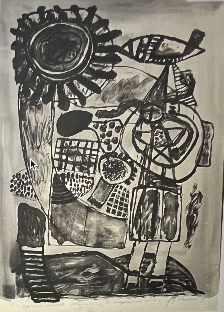 Litografia Corneille - Lithographie aquarellée La Baigneuse au soleil, 1974. Pièce Unique