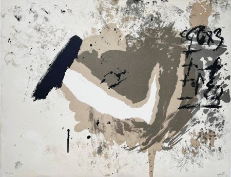 Litografia Tàpies - Lithographie en noir, gris et terre de Sienne 