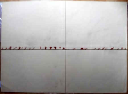 Litografia Tàpies - Litografía Doblada en Rojo y Gris