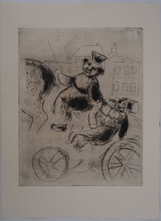 Incisione Chagall - L'ivrogne (Pavel Ivanovitch est ramené à l'auberge)