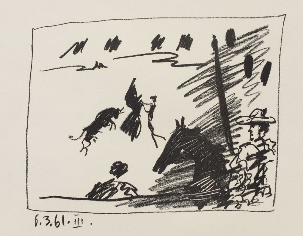Litografia Picasso - Los Toros – Jeu de la Cape (B.1015)