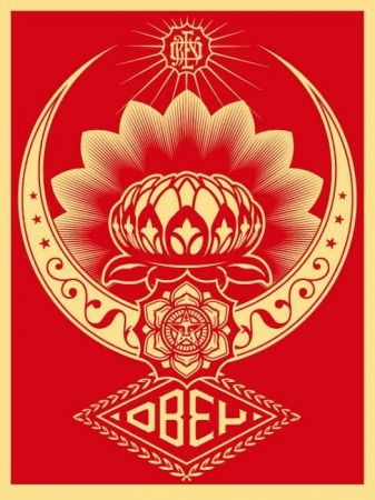 Serigrafia Fairey - Lotus Ornament Red
