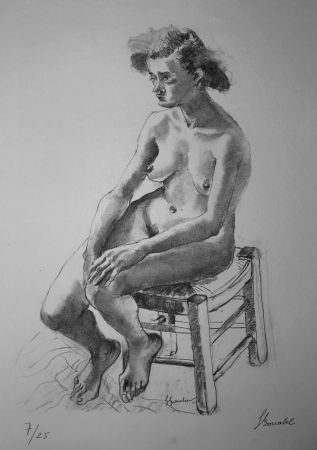 Litografia Bonabel - Louis-Ferdinand Céline - Nu Feminin - Female Nude - 1938