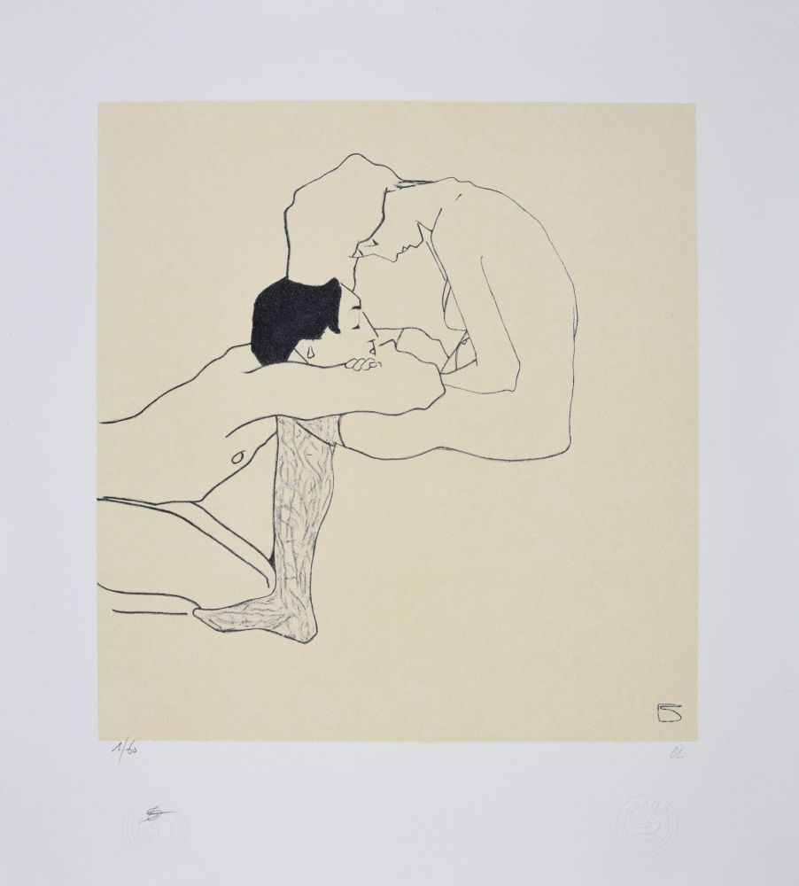 Litografia Schiele - LOVERS 1909