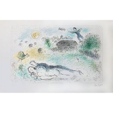 Litografia Chagall - Lovers at the Ishbah